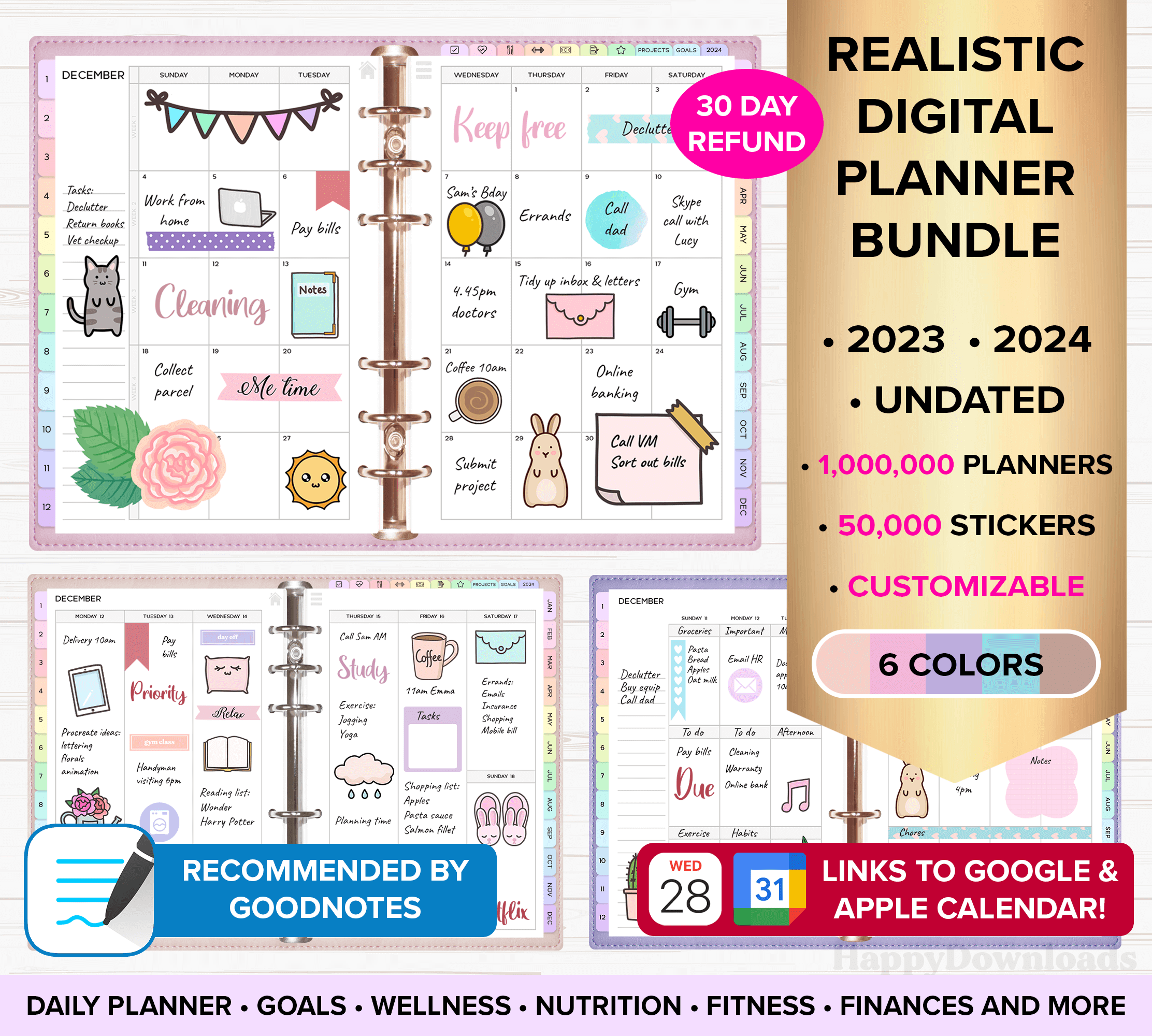 Digital planners and stickers - HappyDownloads