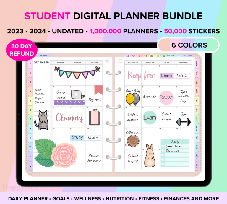 Student digital planner shop listing