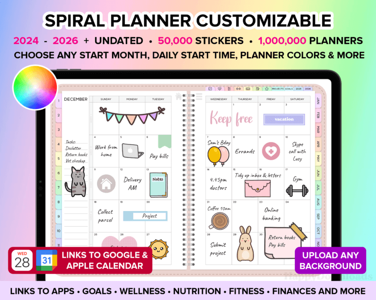 Digital planners and stickers - HappyDownloads